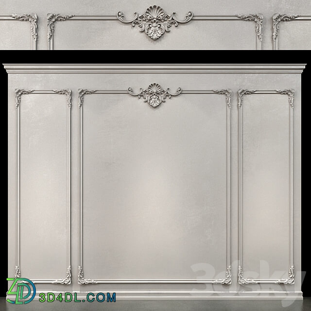 Wall molding 01. Boiserie classic panels