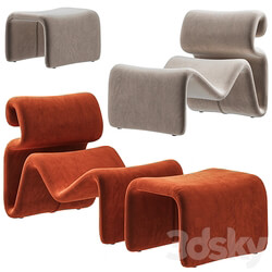 Artilleriet Etcetera Fabric Lounge Chair and Footstool  