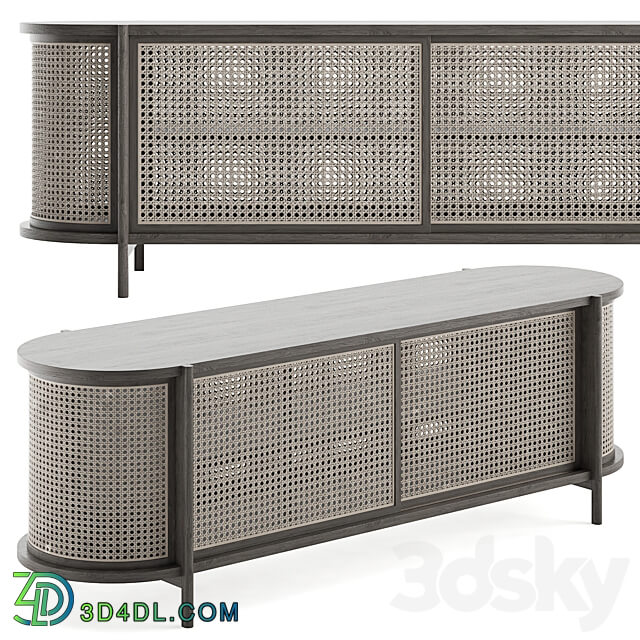 Sideboard Chest of drawer Cane Low cabinet 03