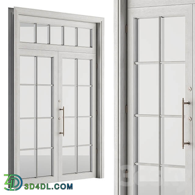 White Wooden Vintage Glass Door Set 19