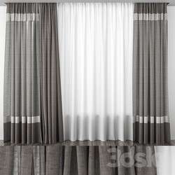 Gray brown striped curtains 