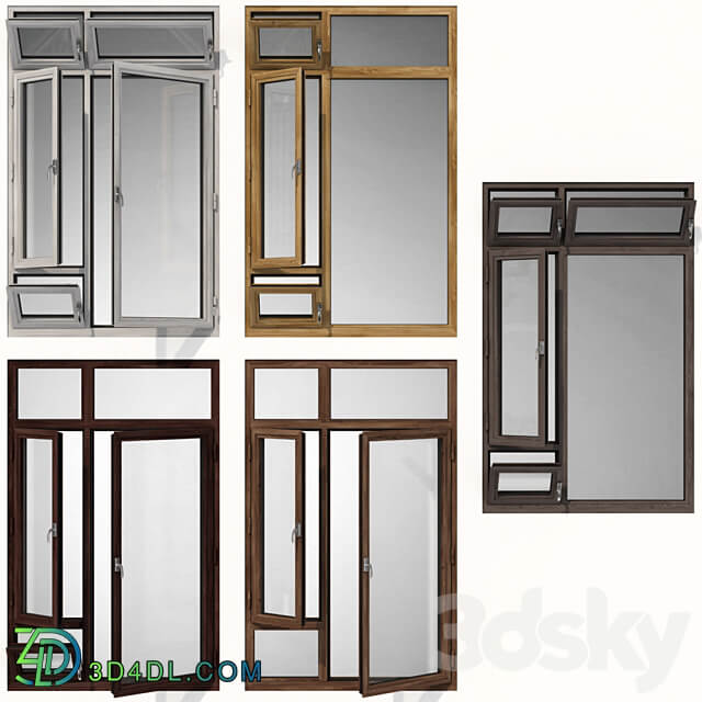 Swing stained glass wooden windows