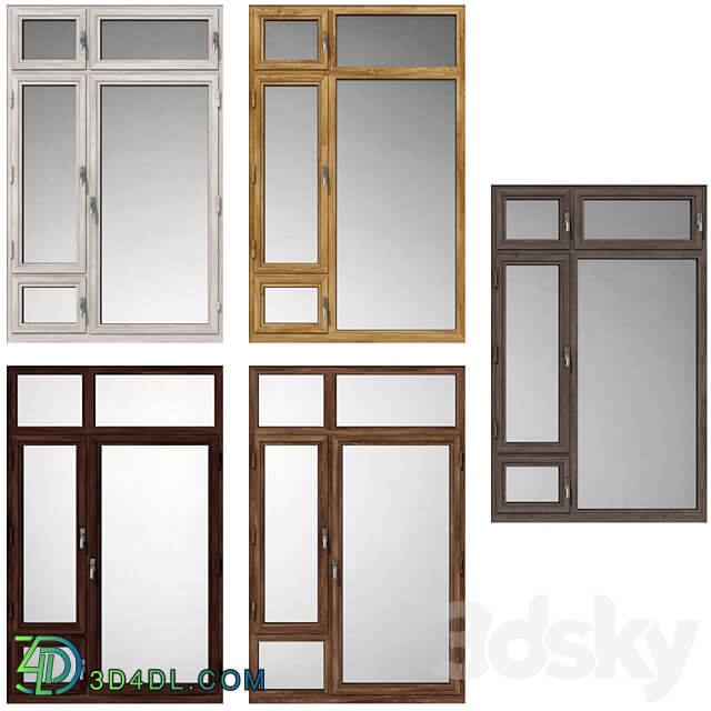 Swing stained glass wooden windows