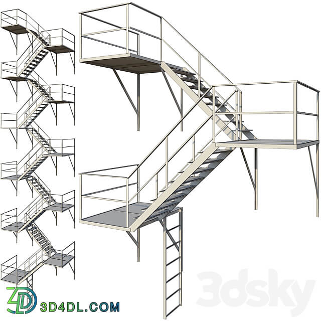 Outdoor Fire Ladder Low poly 