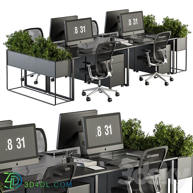 Office Furniture employee Set Plants Box Divider 34