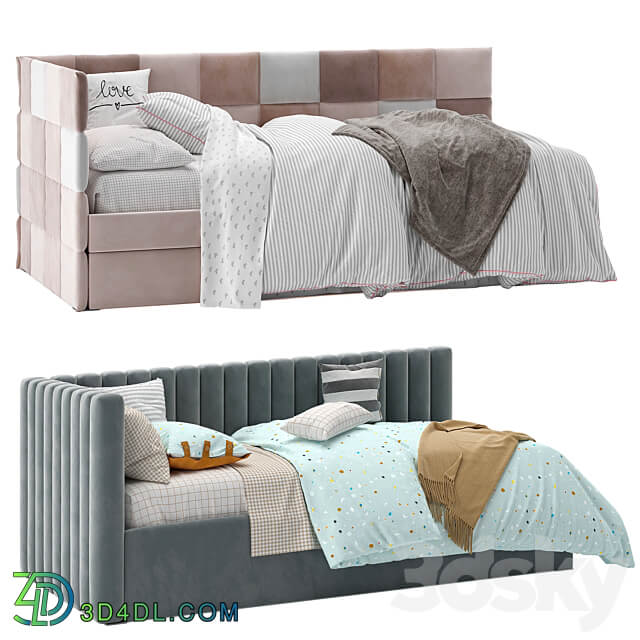 Corner Bed With Panels 3D Models