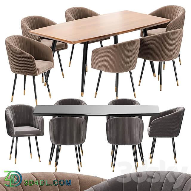 Table Chair LM 7305 Dining Chair and Curve Table