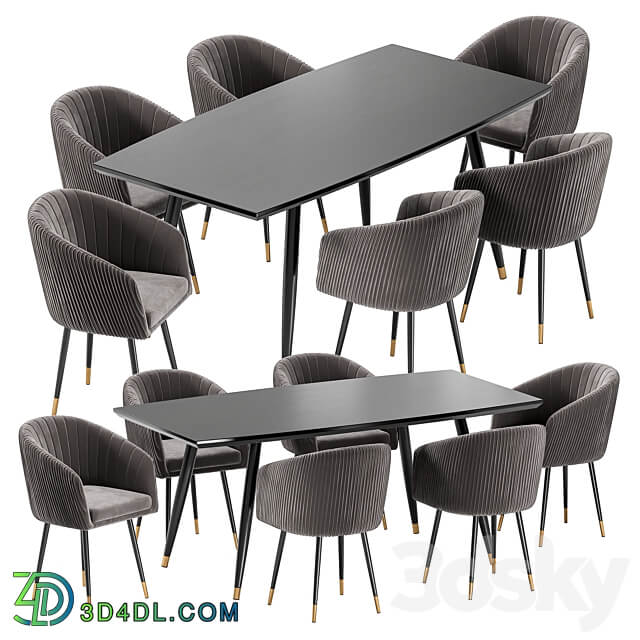 Table Chair LM 7305 Dining Chair and Curve Table