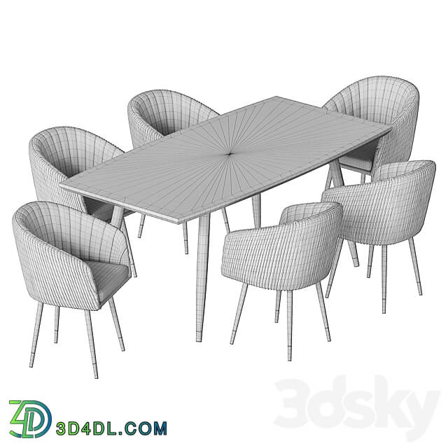 Table Chair LM 7305 Dining Chair and Curve Table