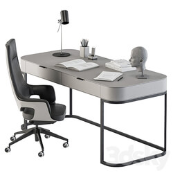 Gray and Black Writing Desk Office Set 180 