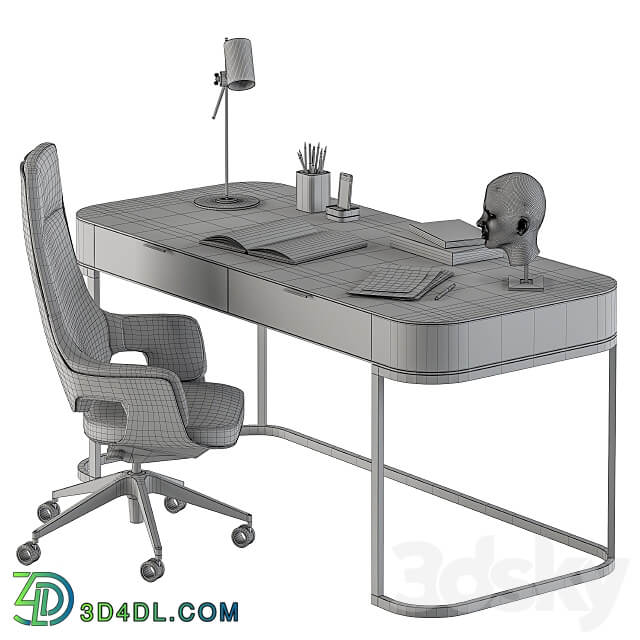 Gray and Black Writing Desk Office Set 180