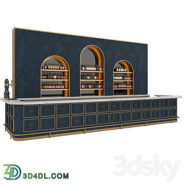 Restaurant Bar set 06 LOFT Gold Dark Blue