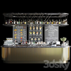 A large design project of a bar counter with strong alcohol wine and a variety of cocktails. Alcohol 3D Models 