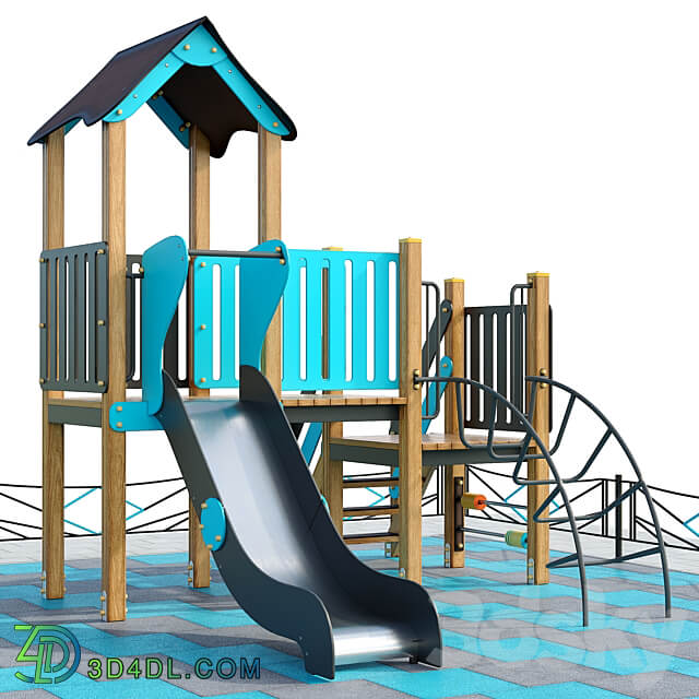 Stylish turquoise playground. 3D Models