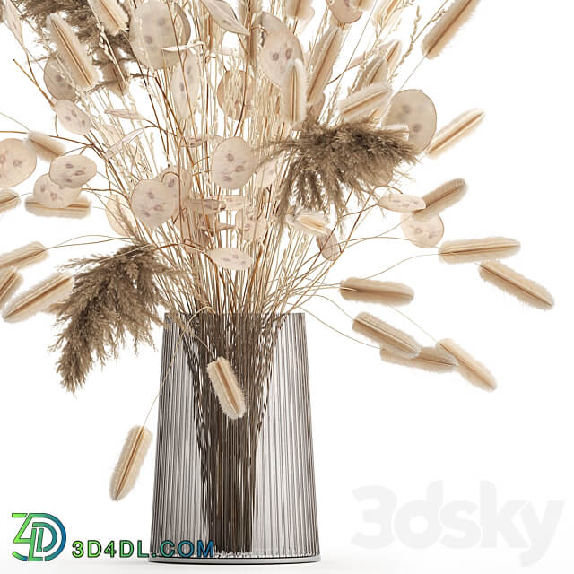 Bouquet 127. bouquet Lunnik Lunaria flowerpot bouquet dried flowers reeds pampas grass 3D Models