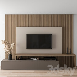 TV Wall Blackk and Wood Set 19 