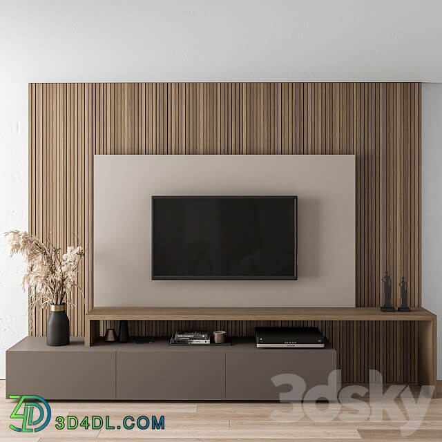 TV Wall Blackk and Wood Set 19