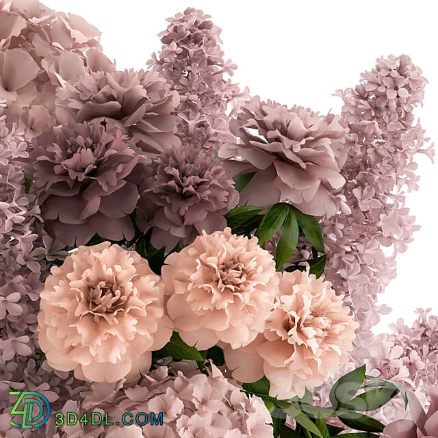 Bouquet 144. hydrangea flowers vase peonies luxury decor lilac stele large beautiful delicate inerier decorative eco design 3D Models