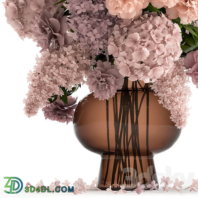 Bouquet 144. hydrangea flowers vase peonies luxury decor lilac stele large beautiful delicate inerier decorative eco design 3D Models