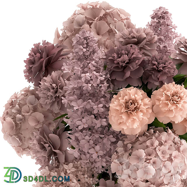 Bouquet 144. hydrangea flowers vase peonies luxury decor lilac stele large beautiful delicate inerier decorative eco design 3D Models