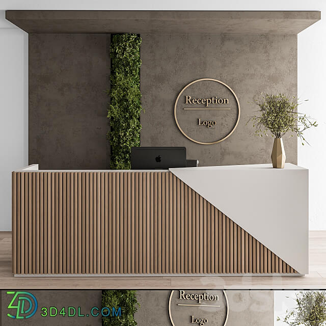 Reception Desk and Wall Decoration Set 08