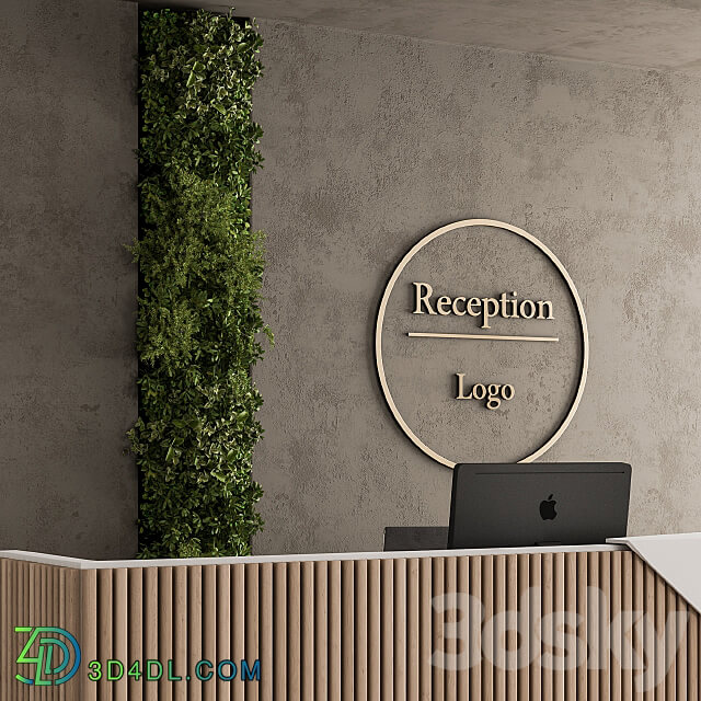 Reception Desk and Wall Decoration Set 08