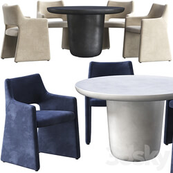 Table Chair Dining table CB2 Lola and chair CB2 Foley Faux Mohair Navy 