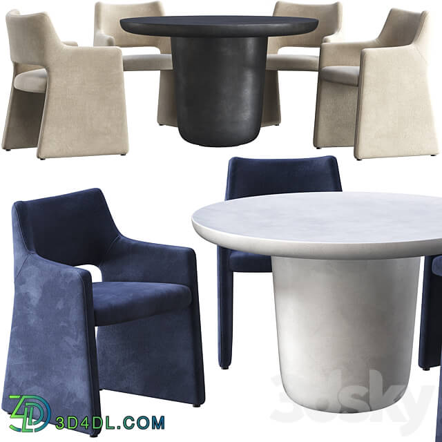 Table Chair Dining table CB2 Lola and chair CB2 Foley Faux Mohair Navy