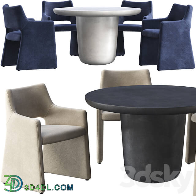 Table Chair Dining table CB2 Lola and chair CB2 Foley Faux Mohair Navy