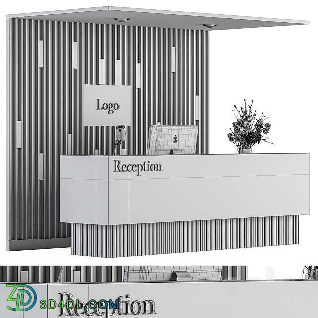 Reception Desk and Wall Decoration Set 10