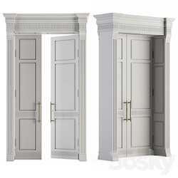 White Wooden Classic Door Set 27 3D Models 3DSKY 