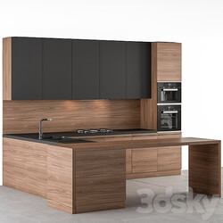 Kitchen Modern Wooden and Black 59 Kitchen 3D Models 3DSKY 
