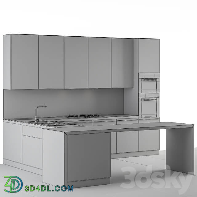 Kitchen Modern Wooden and Black 59 Kitchen 3D Models 3DSKY
