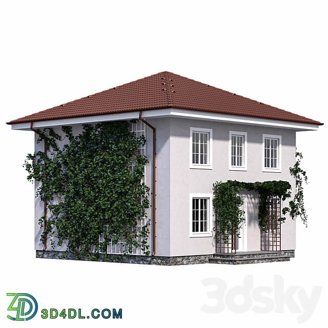 Two storey house with ivy 3D Models 3DSKY