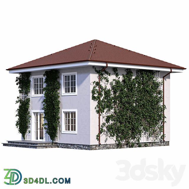 Two storey house with ivy 3D Models 3DSKY