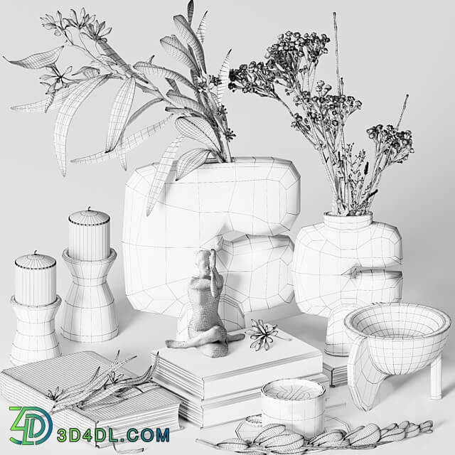 Decorative set 021 with 101 Copenhagen vases 3D Models 3DSKY