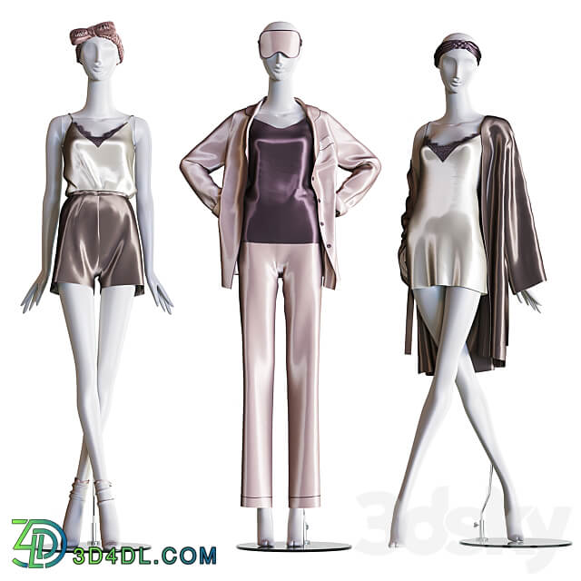 Set of female home clothes on mannequins 3D Models 3DSKY