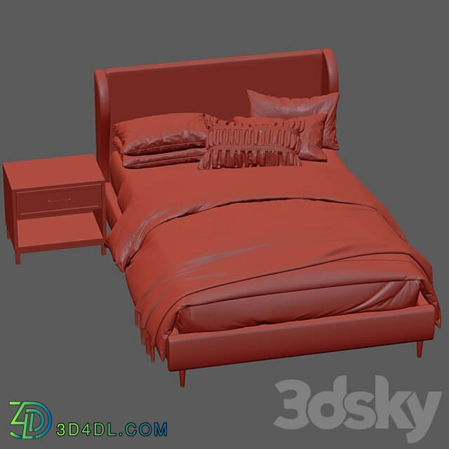 Bed Wren Wingback Upholstered 3D Models 3DSKY