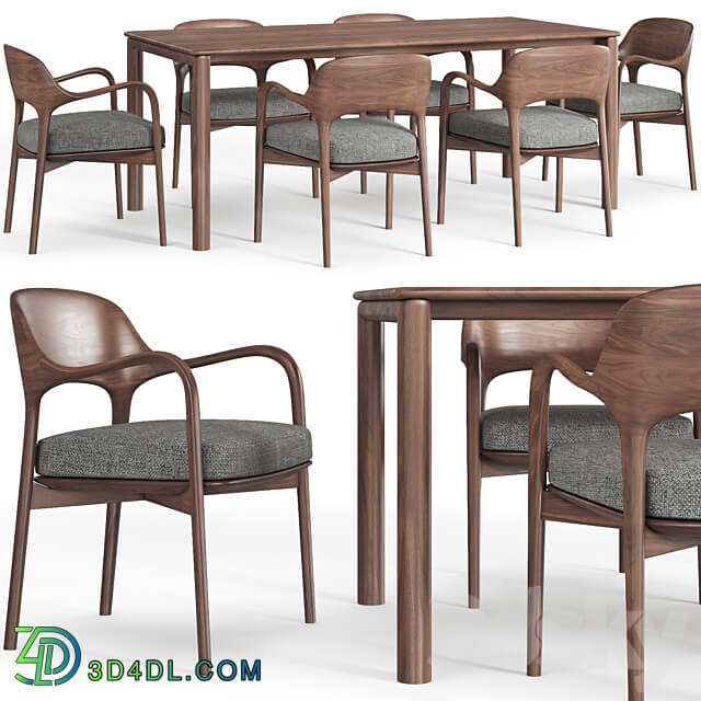 Artisan Neva table and Porada Ella chair Table Chair 3D Models 3DSKY