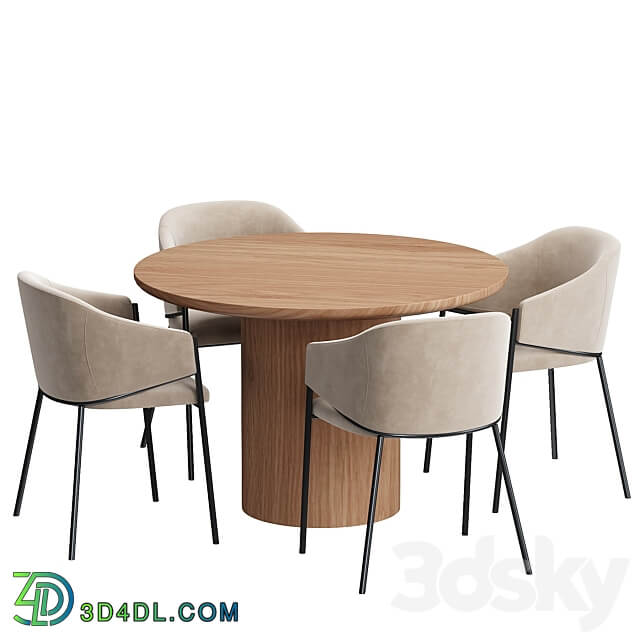 Dill dining table set Table Chair 3D Models 3DSKY