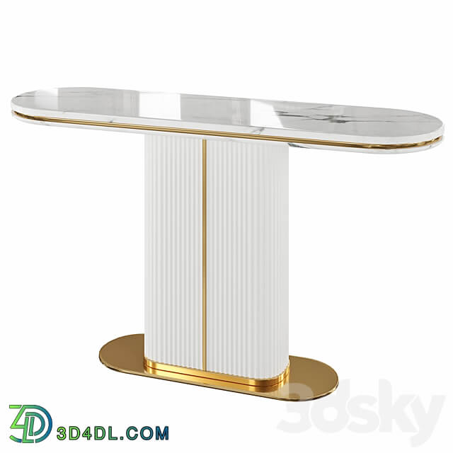 Narrow Console Table with Marble Top MDF Base 3D Models 3DSKY