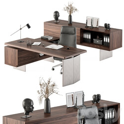 Boss Desk Wood and Steel Office Furniture 235 3D Models 3DSKY 