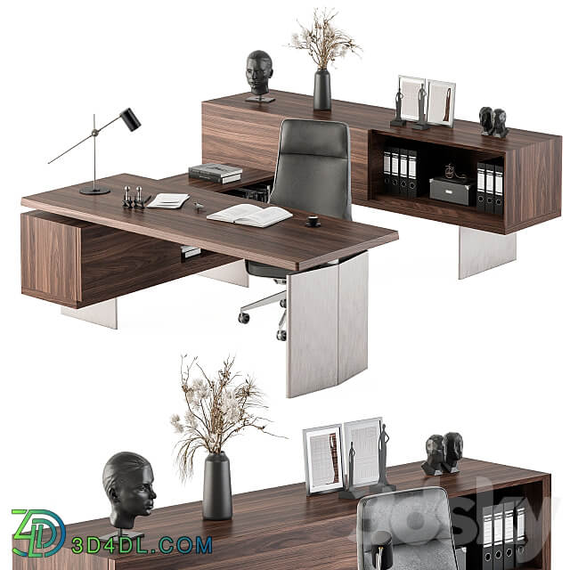 Boss Desk Wood and Steel Office Furniture 235 3D Models 3DSKY