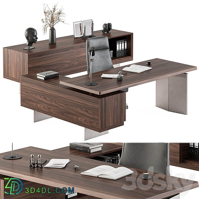 Boss Desk Wood and Steel Office Furniture 235 3D Models 3DSKY