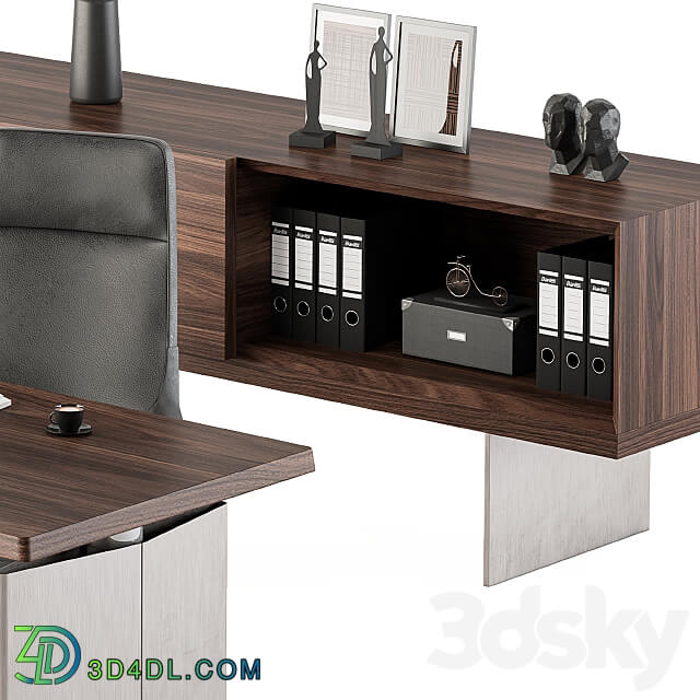 Boss Desk Wood and Steel Office Furniture 235 3D Models 3DSKY