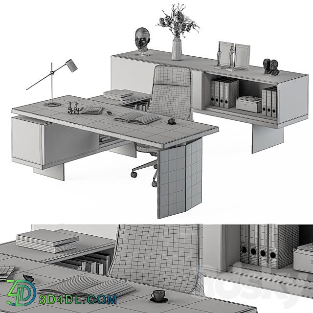 Boss Desk Wood and Steel Office Furniture 235 3D Models 3DSKY