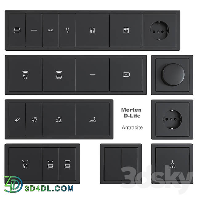 Schneider Electric sockets and switches with markings Miscellaneous 3D Models 3DSKY