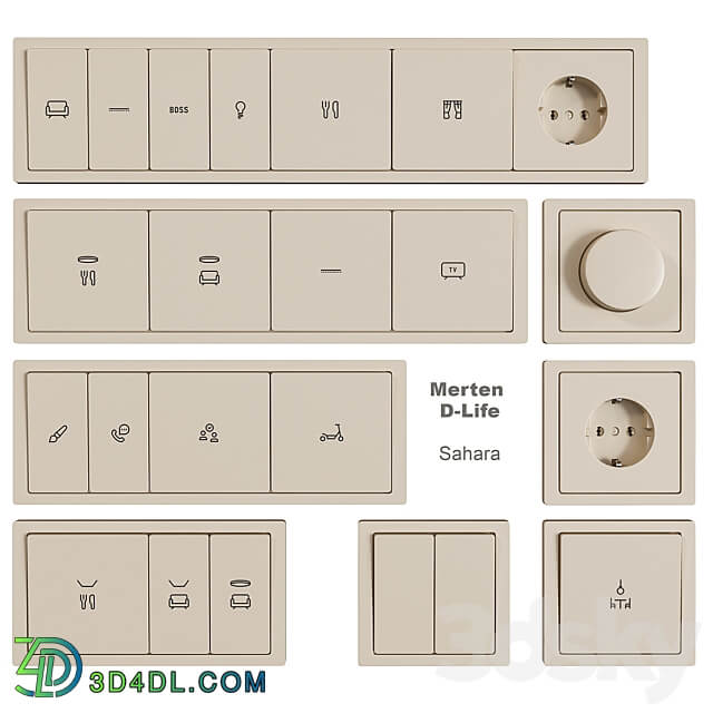 Schneider Electric sockets and switches with markings Miscellaneous 3D Models 3DSKY