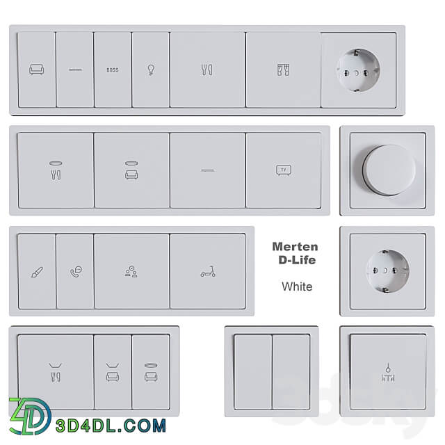 Schneider Electric sockets and switches with markings Miscellaneous 3D Models 3DSKY