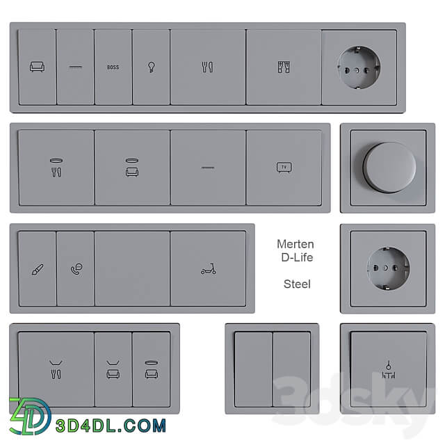 Schneider Electric sockets and switches with markings Miscellaneous 3D Models 3DSKY